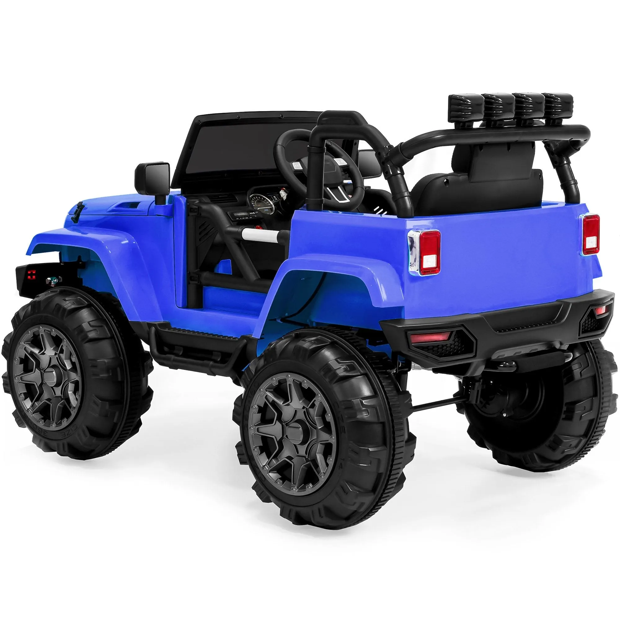 12V Kids Ride-On Truck Car Toy w/ 3 Speeds, LED Lights, Remote Control, Aux