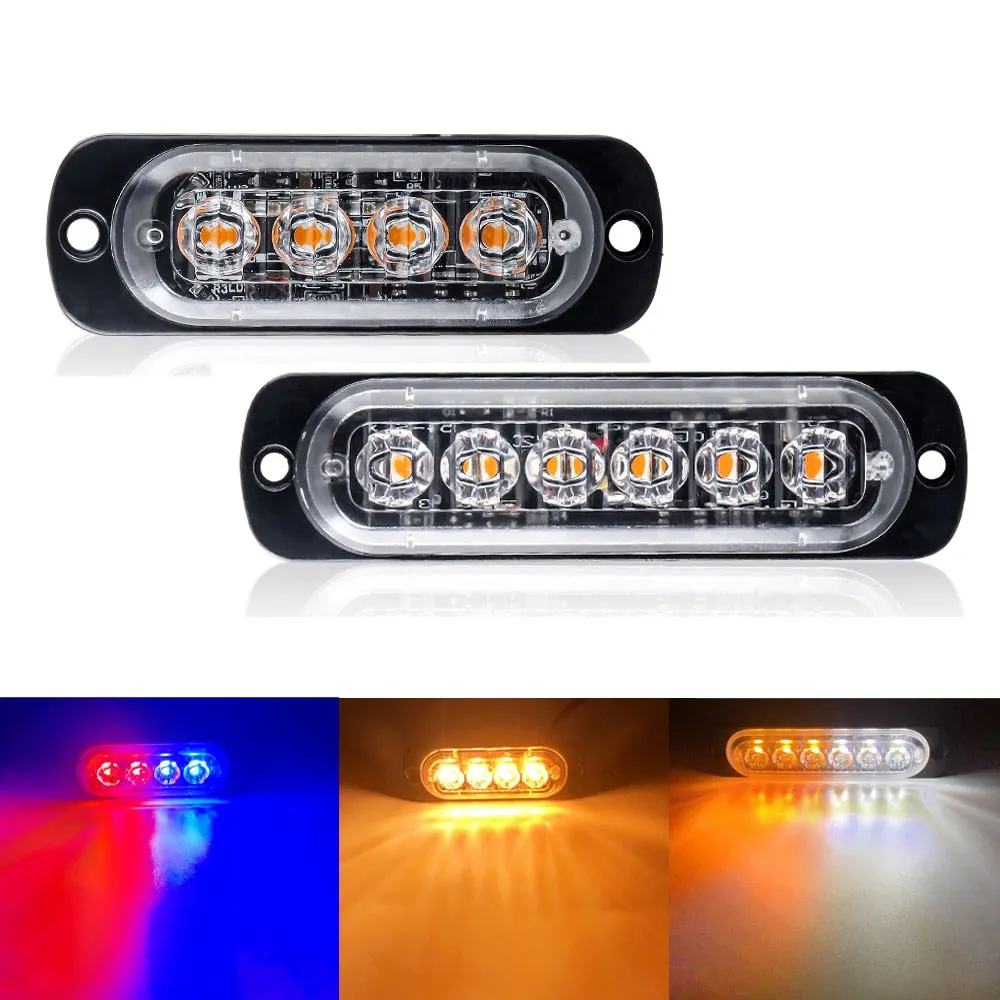 1pcs Led Strobe Warning Light Cheap Strobe Grille Flashing Lightbar Truck Car Beacon Lamp Amber Traffic Light 12V 24V Car Light