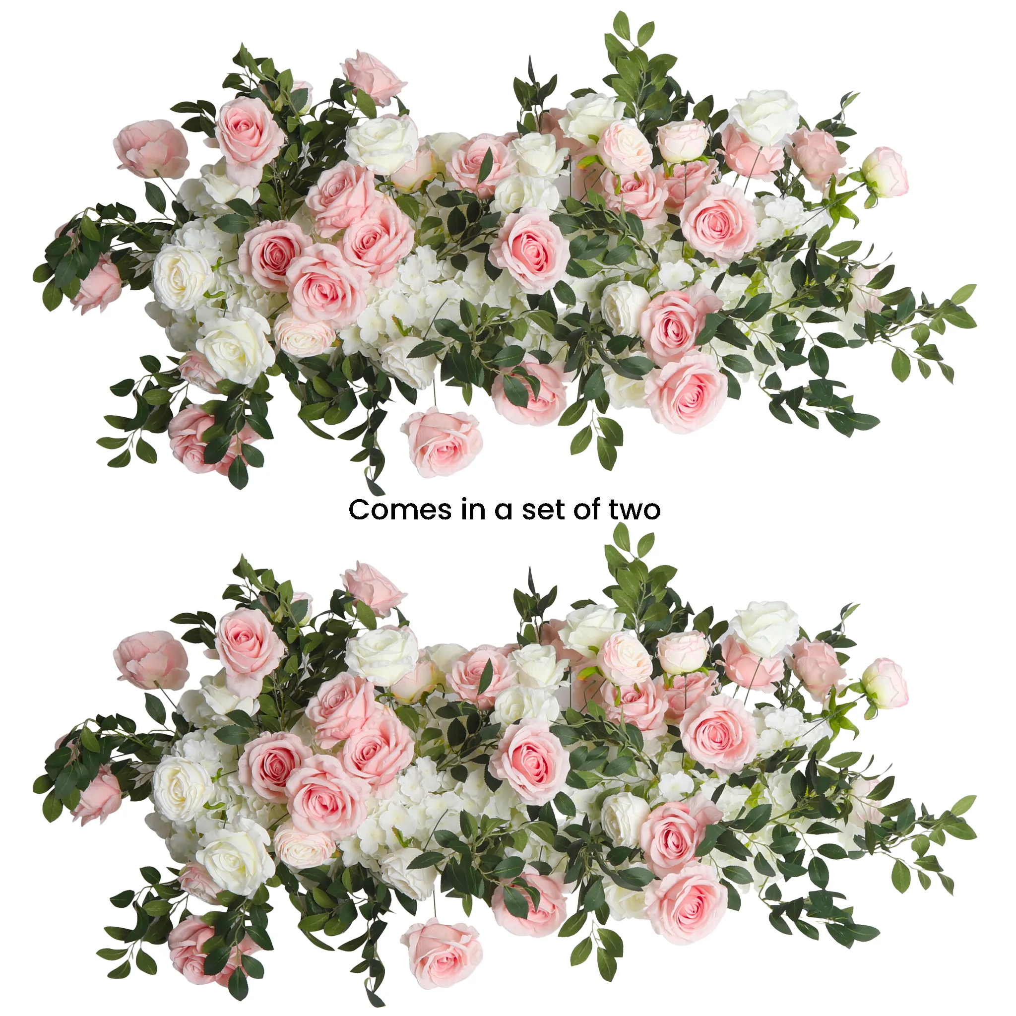 2 pcs/pk Premade Flower Backdrop Arch/Table Runner Decor - Light Pink & White