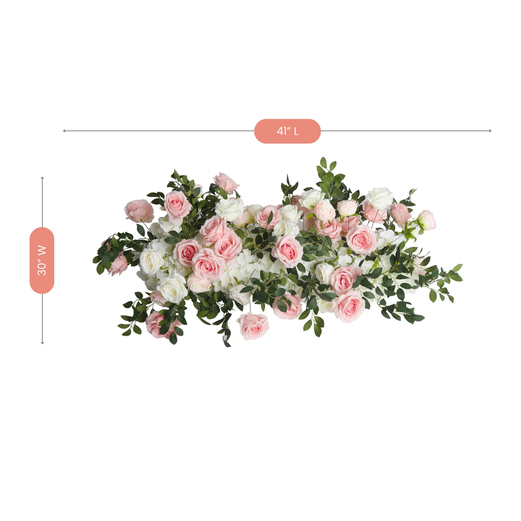 2 pcs/pk Premade Flower Backdrop Arch/Table Runner Decor - Light Pink & White