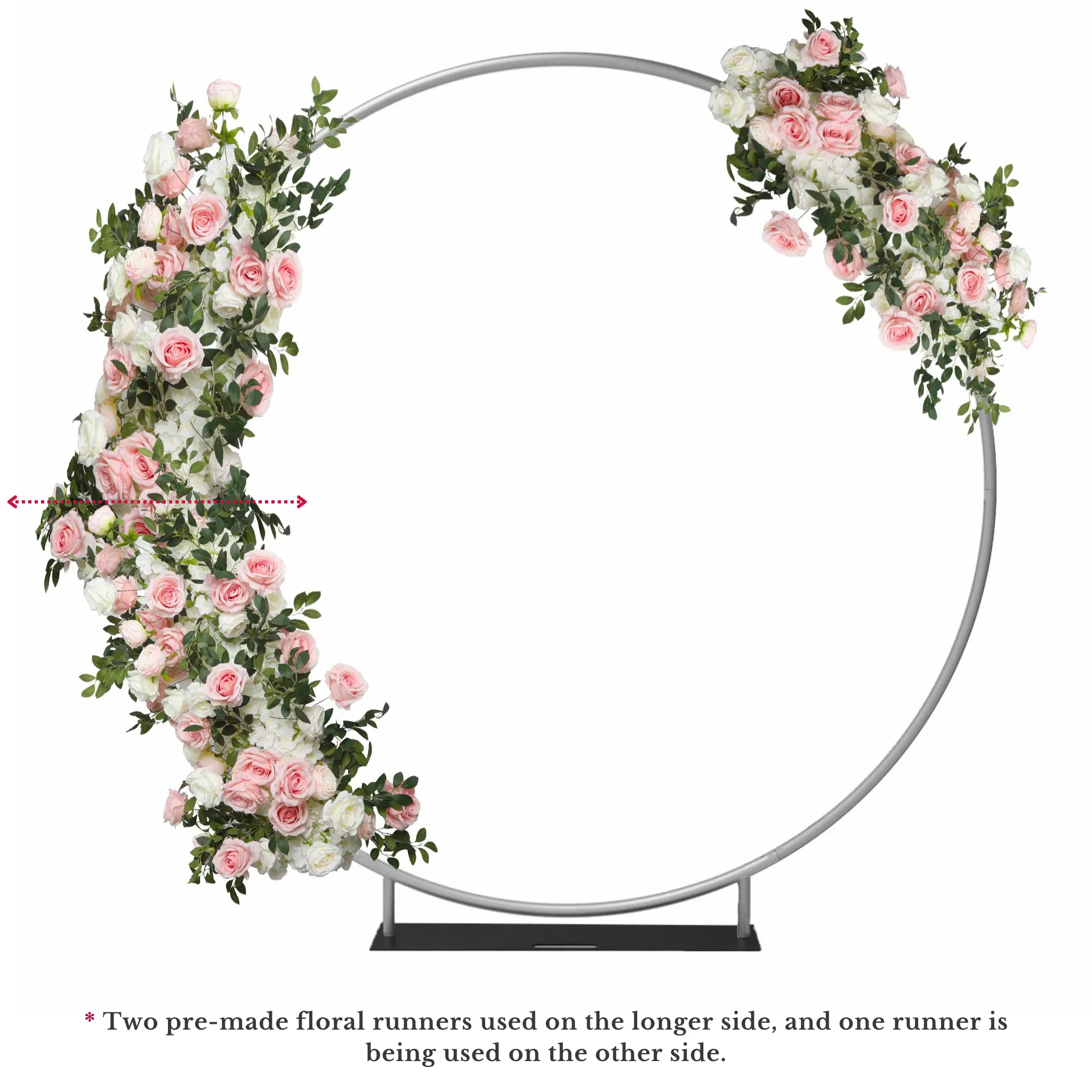 2 pcs/pk Premade Flower Backdrop Arch/Table Runner Decor - Light Pink & White