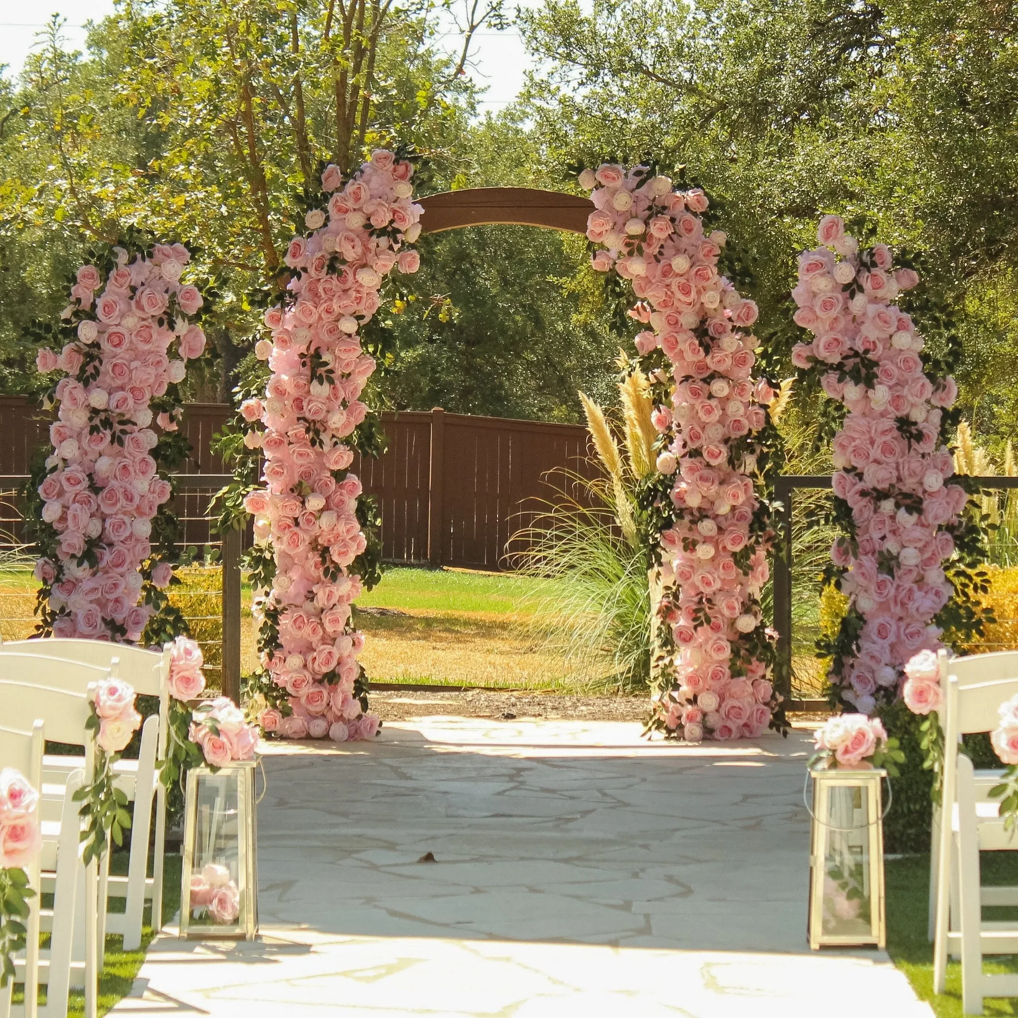 2 pcs/pk Premade Flower Backdrop Arch/Table Runner Decor - Pink