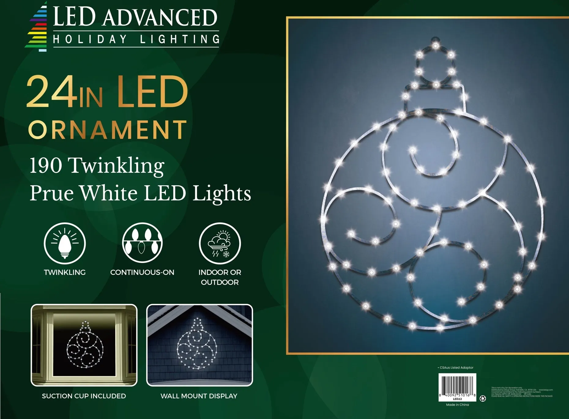 24" Twinkling LED Ornament Decorations