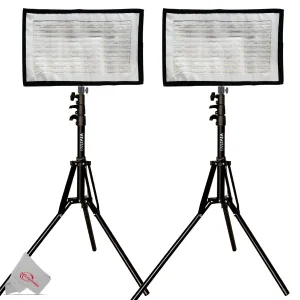 2x Vivitar Fabric LED Light Panel with Remote upto 3000LM for Studio Lighting with 63" Adjustable Light Stands