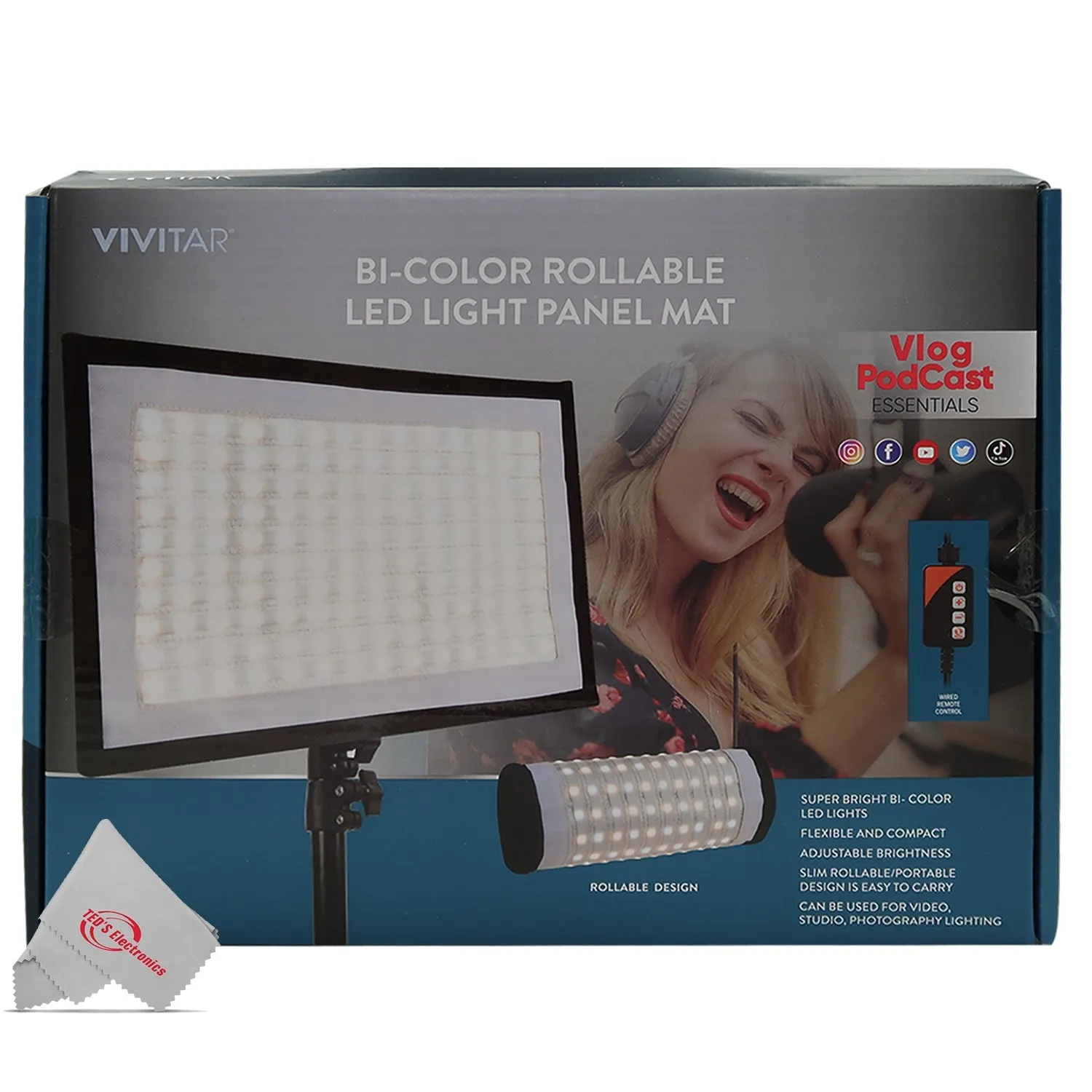 2x Vivitar Fabric LED Light Panel with Remote upto 3000LM for Studio Lighting with 63" Adjustable Light Stands