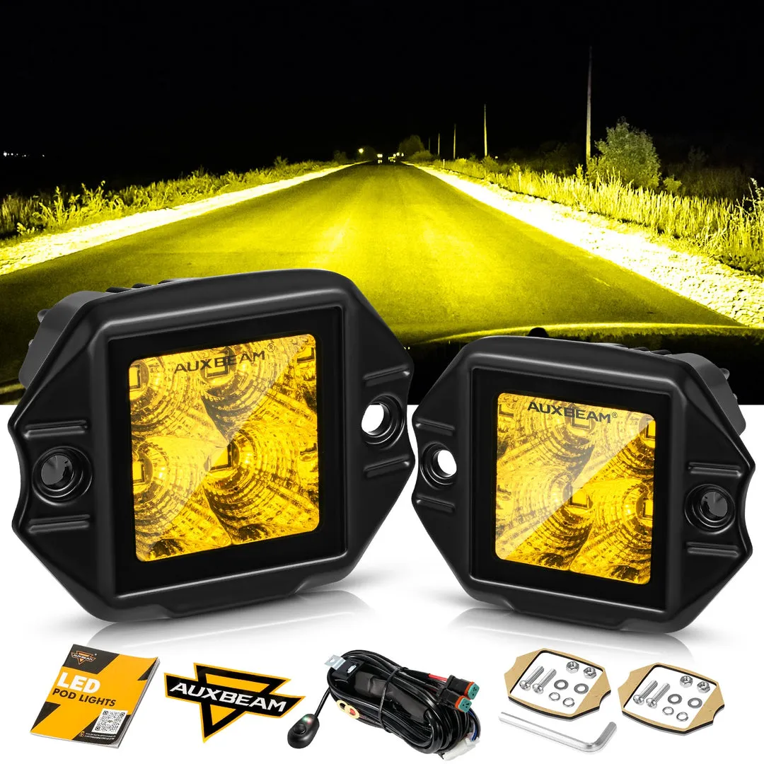 3.5 Inch 40W Flush Mount LED Pod Light White & Amber Flood Off Road Lights