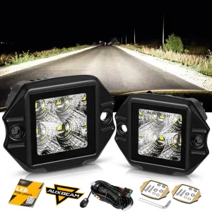 3.5 Inch 40W Flush Mount LED Pod Light White & Amber Flood Off Road Lights