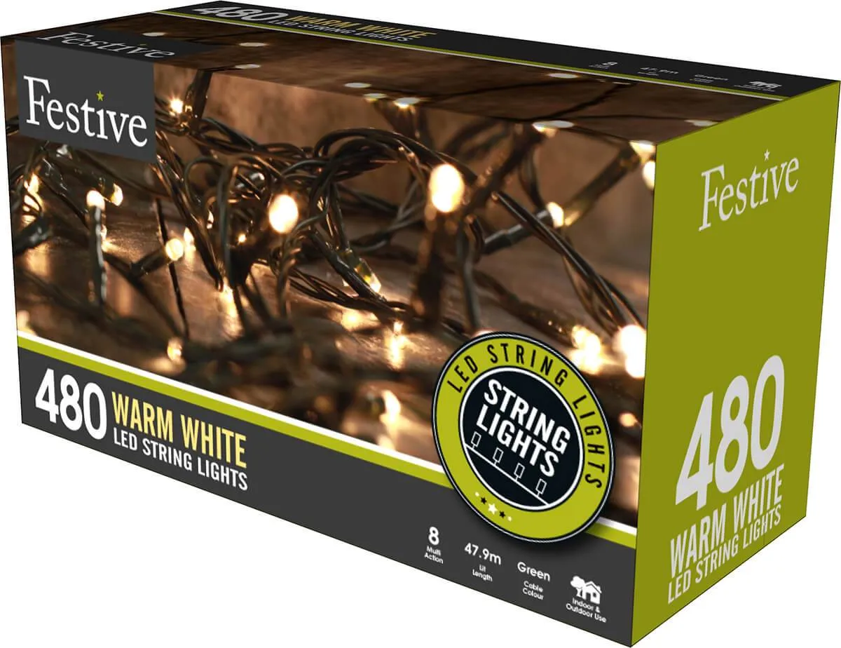 480 Warm White LED String Lights