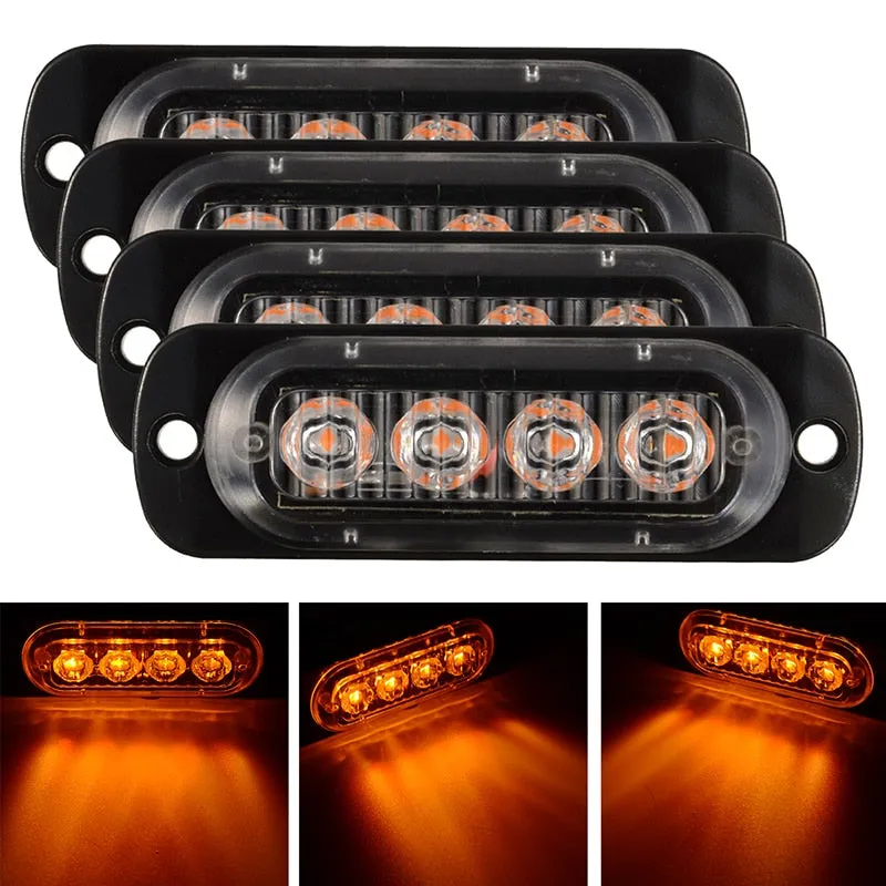 4pcs 12-24V LED Car Side Marker Tail Light Amber Trailer Truck Lamp Bus Truck External Lights Waterproof Durable ATV