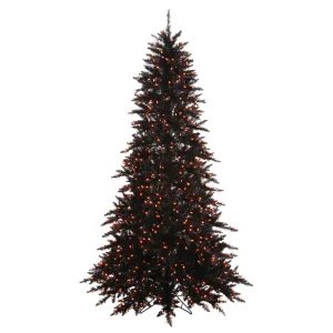 5.5' Black Fir Artificial Christmas Tree Orange Dura-lit Incandescent Lights