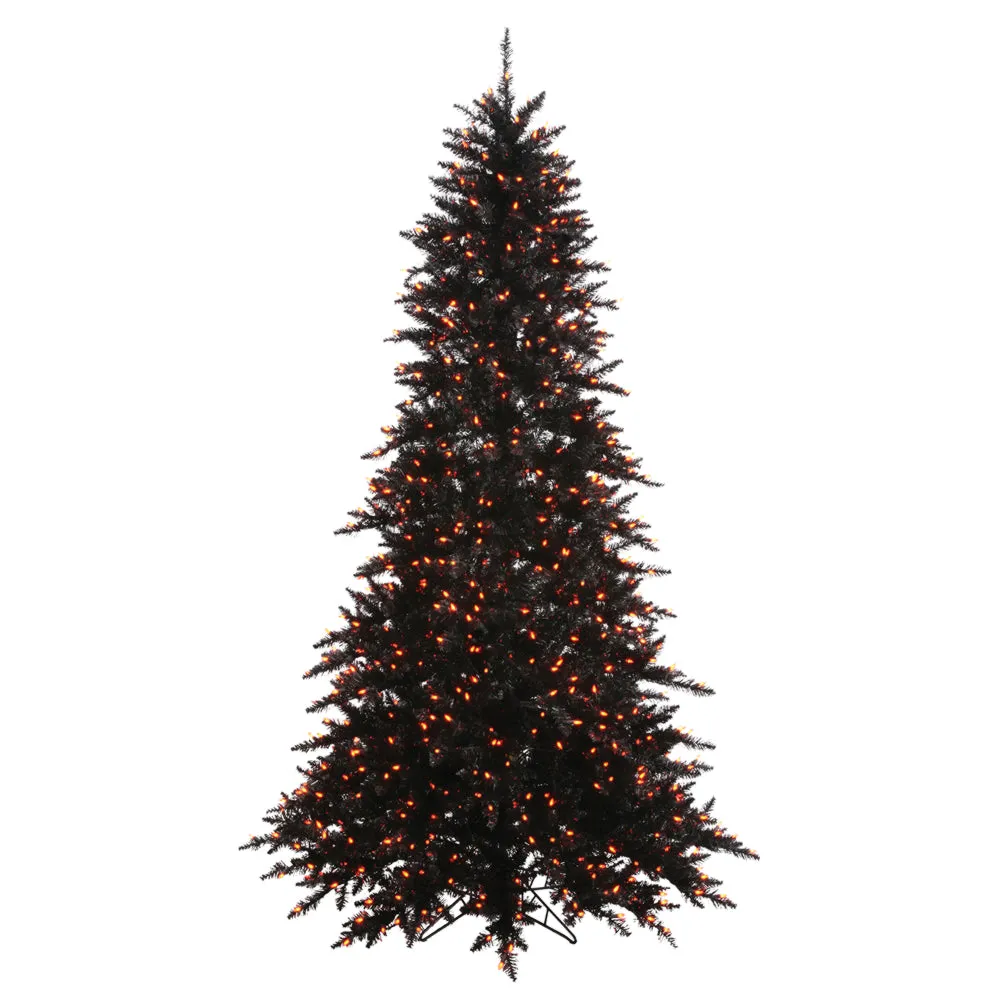 5.5' Black Fir Artificial Christmas Tree Orange Dura-lit Incandescent Lights