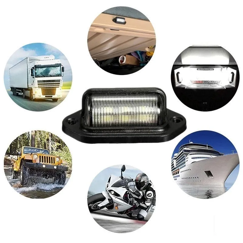 6 LED License Plate Lights for Car Truck RV Trailer Van Universal License Taillight Waterproof Rear Lamp 12V