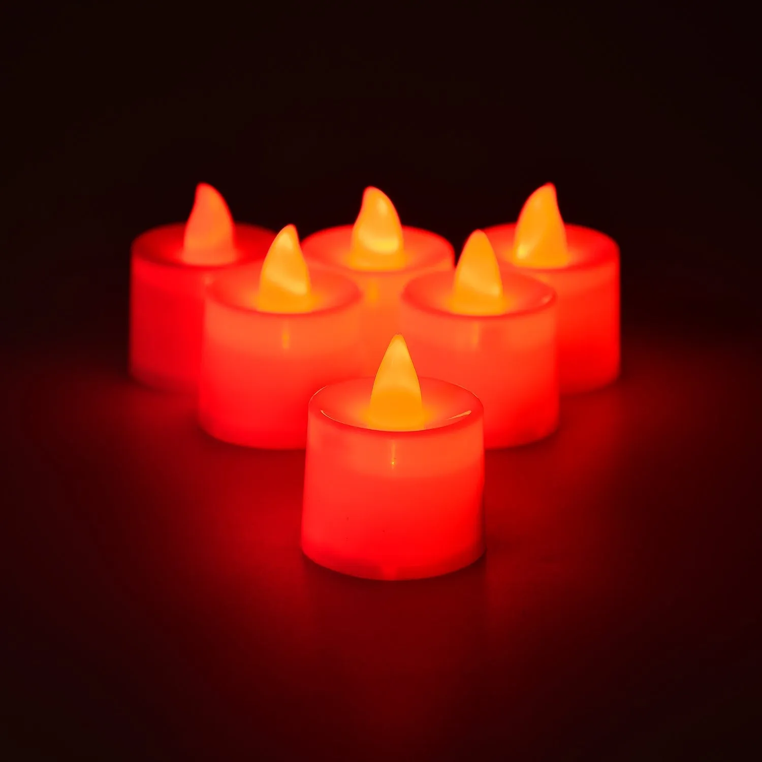 6633 Red Flameless LED Tealights, Smokeless Plastic Decorative Candles - Led Tea Light Candle For Home Decoration (Pack Of 24)