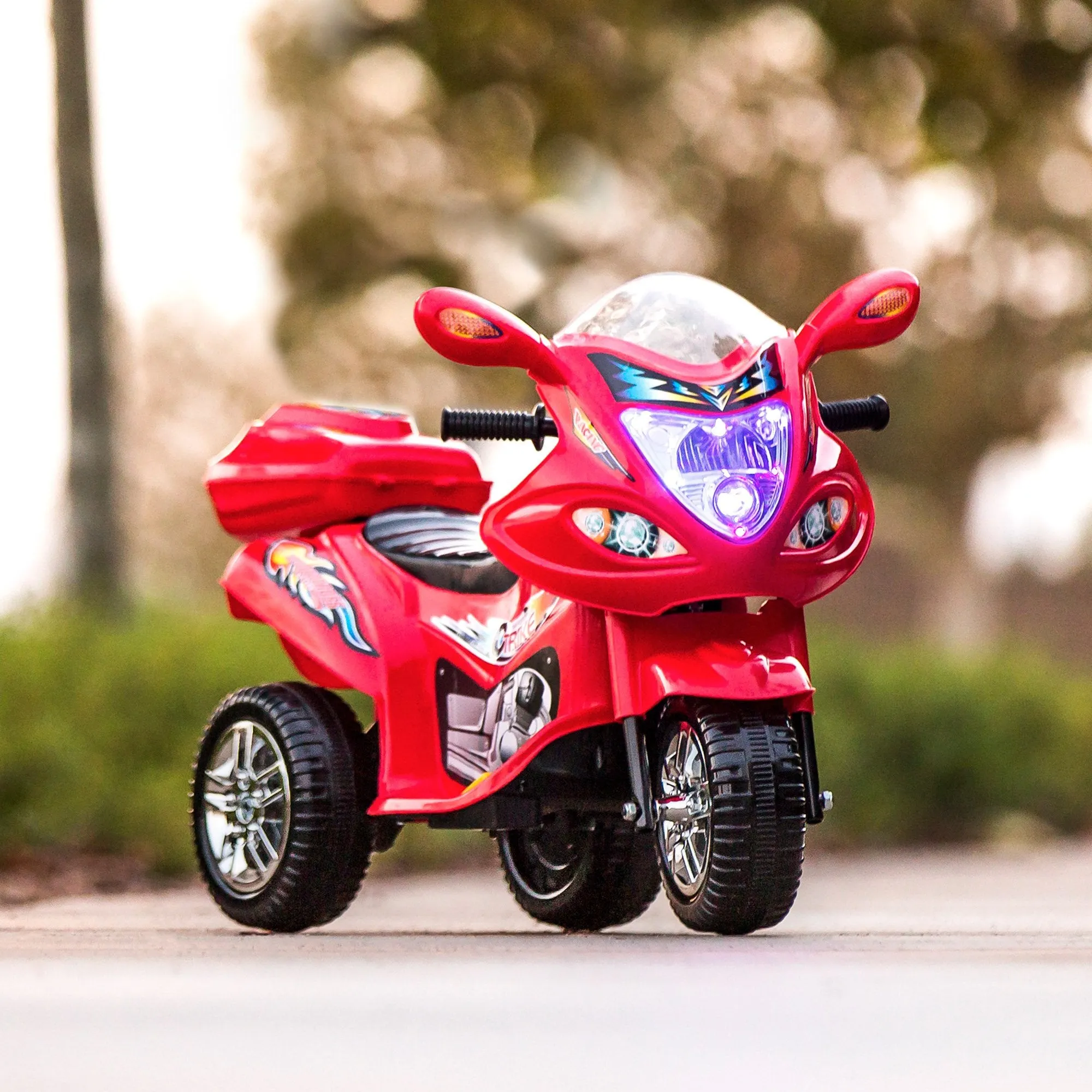 6V Kids 3-Wheel Motorcycle Ride-On Toy w/ LED Lights, Music, Storage