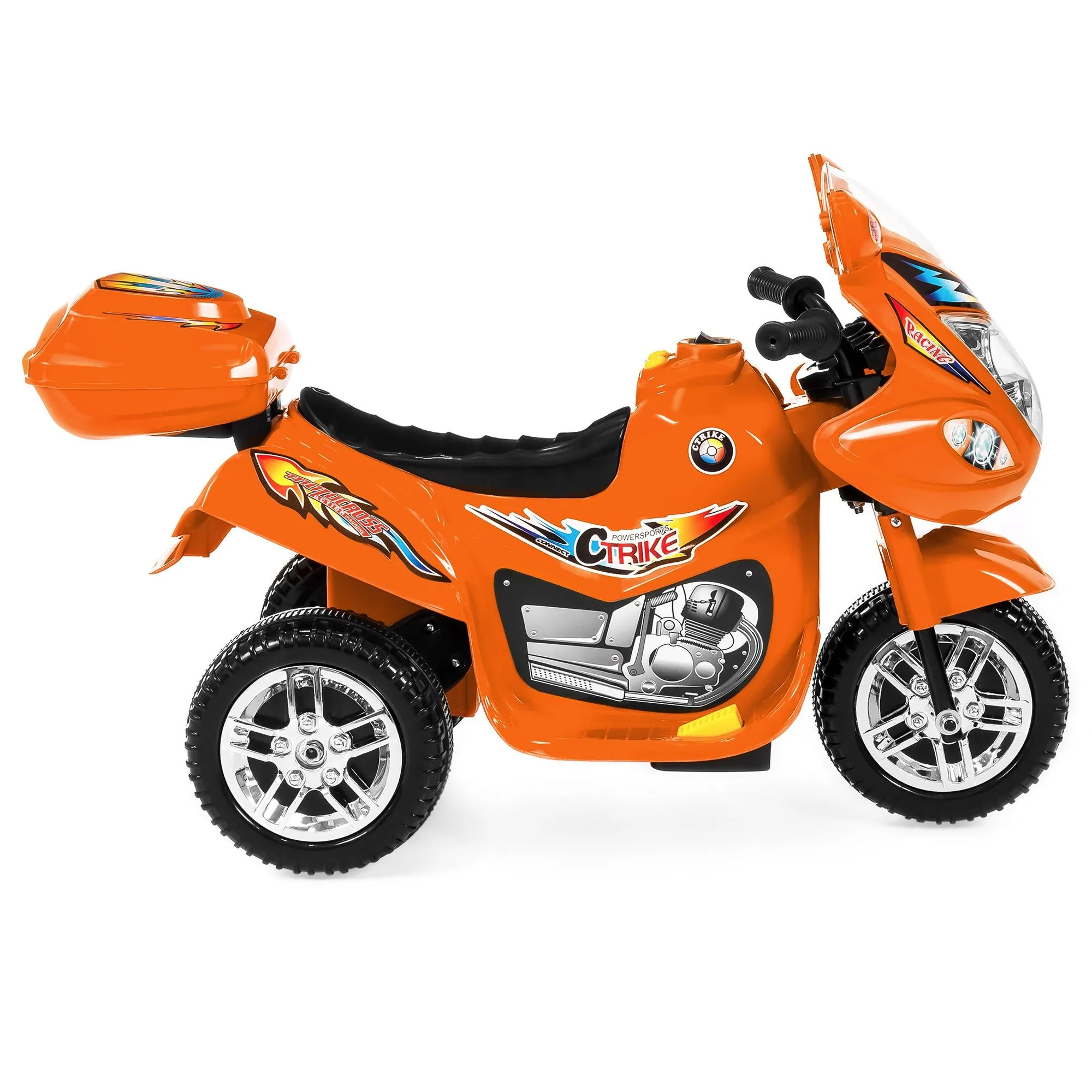 6V Kids 3-Wheel Motorcycle Ride-On Toy w/ LED Lights, Music, Storage