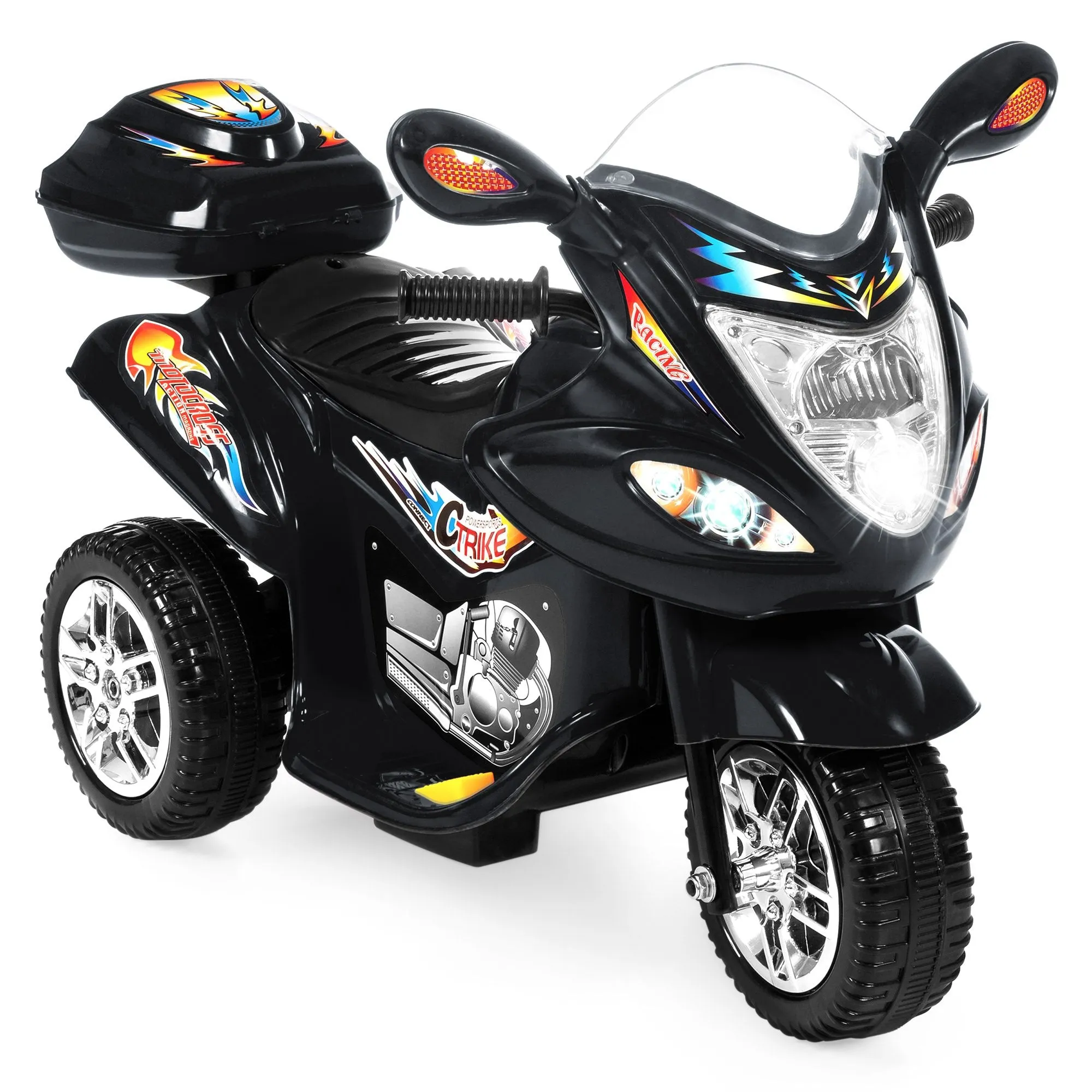 6V Kids 3-Wheel Motorcycle Ride-On Toy w/ LED Lights, Music, Storage