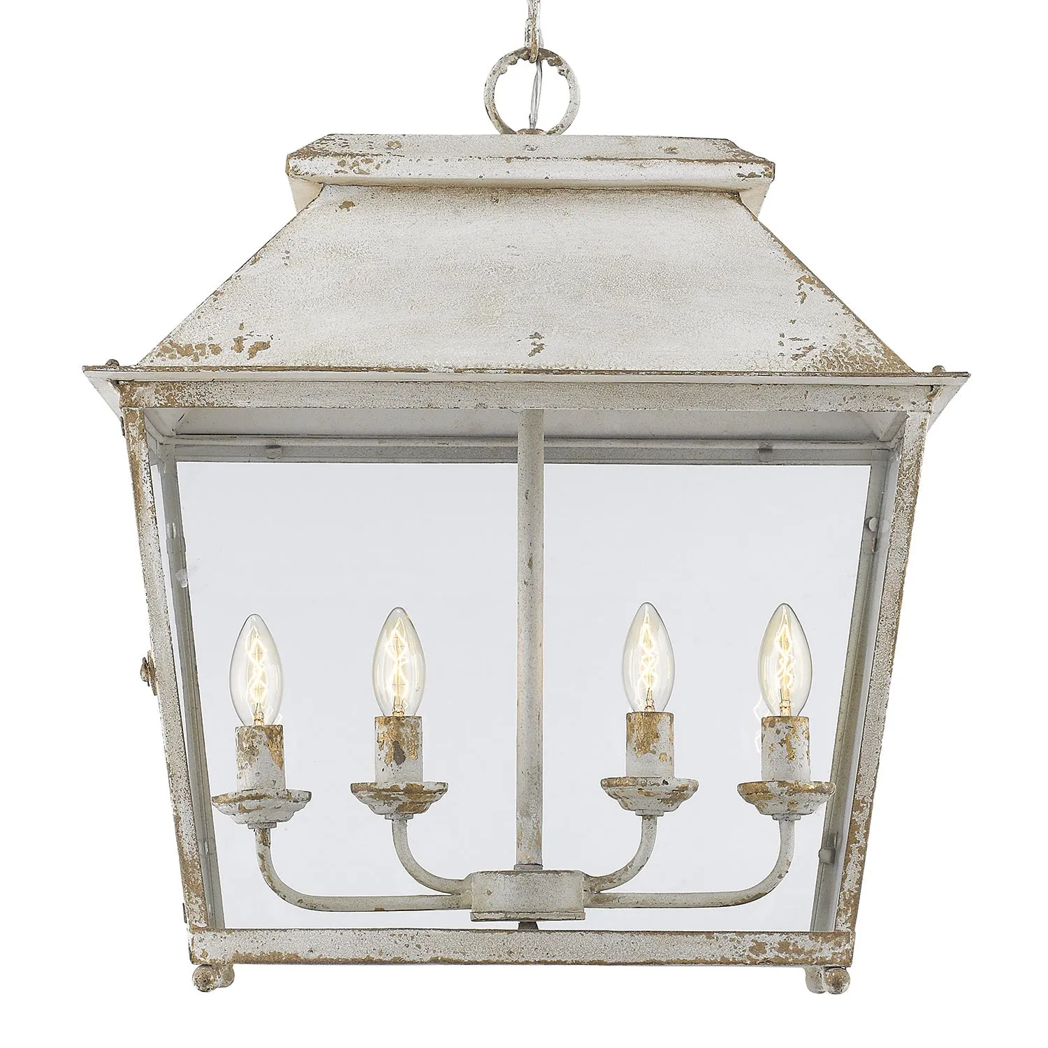 Abingdon 4-Light Pendant Lantern in Antique Ivory with Clear Glass