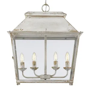 Abingdon 4-Light Pendant Lantern in Antique Ivory with Clear Glass