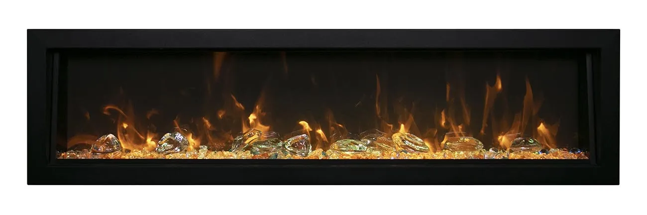 Amantii Deep OD 88” Built In Electric Fireplace W/Black Steel Surround