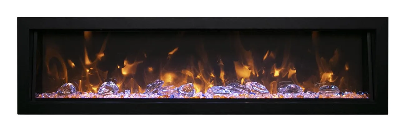 Amantii Deep OD 88” Built In Electric Fireplace W/Black Steel Surround