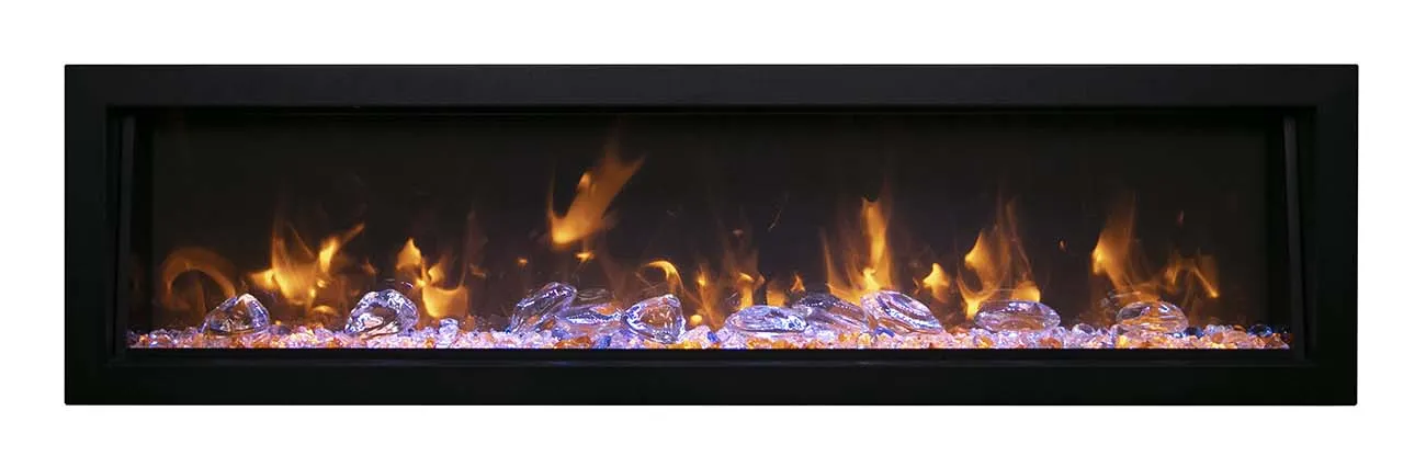 Amantii Deep OD 88” Built In Electric Fireplace W/Black Steel Surround