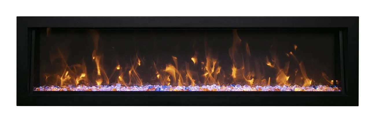 Amantii Deep OD 88” Built In Electric Fireplace W/Black Steel Surround