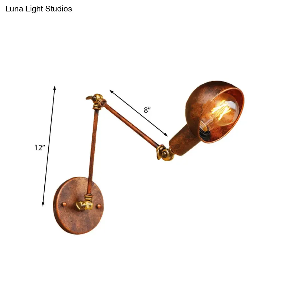 Antique Style Rust Domed Wall Light with Swing Arm - Ideal for Reading and Living Room Décor