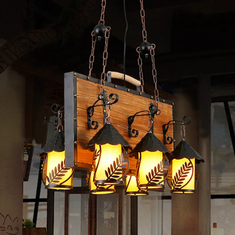 Antique White Dining Room Chandelier with 6 Lights and Metal Arm