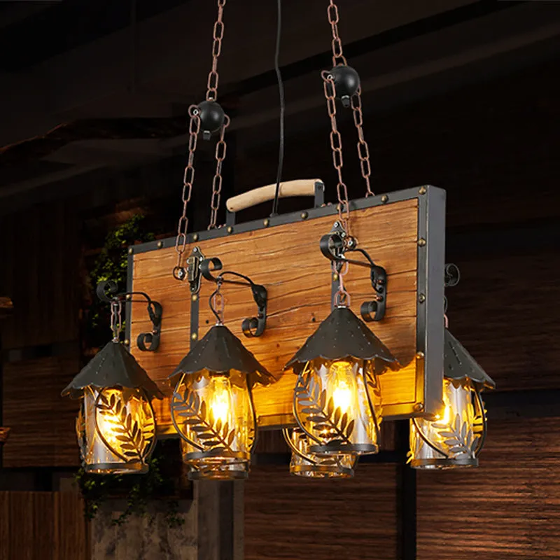 Antique White Dining Room Chandelier with 6 Lights and Metal Arm