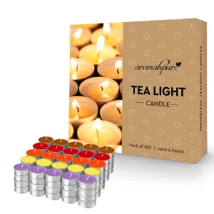 Aromahpure Scented Decorative Tealight Candles | Soy Wax Tealight Candle | 10 gm, 100 Pcs |Assorted Smokeless Candles | 4 Hours Burning Time Guaranteed | for Home Decoration & Celebration