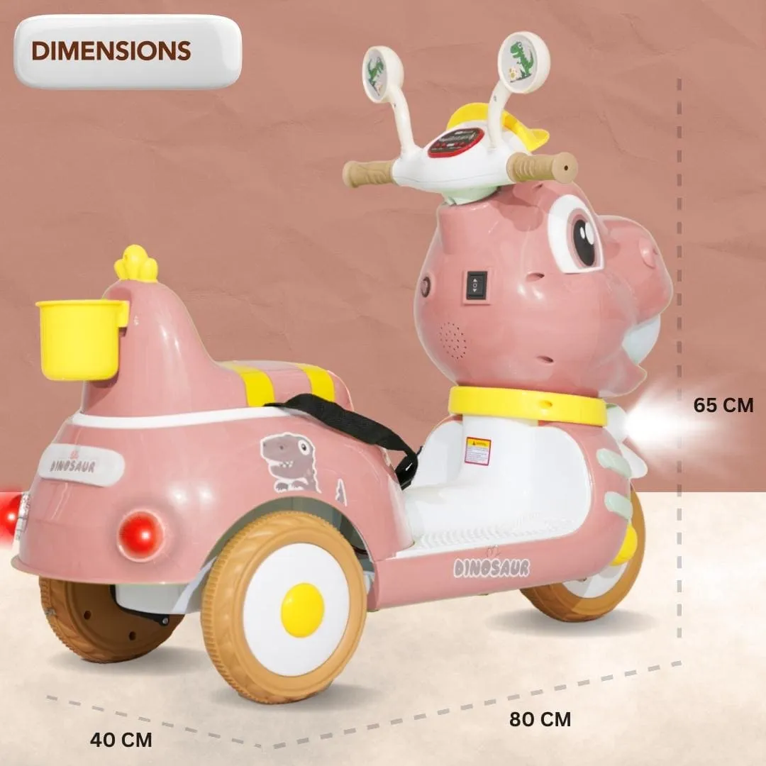 Baby Moo Whimsical Cartoon Kids Electric 3-Wheel Motorcycle Scooter Rechargeable Battery-Powered with Music & Lights Toddler Ride-On Bike Toy for Imaginative Adventures - Pink