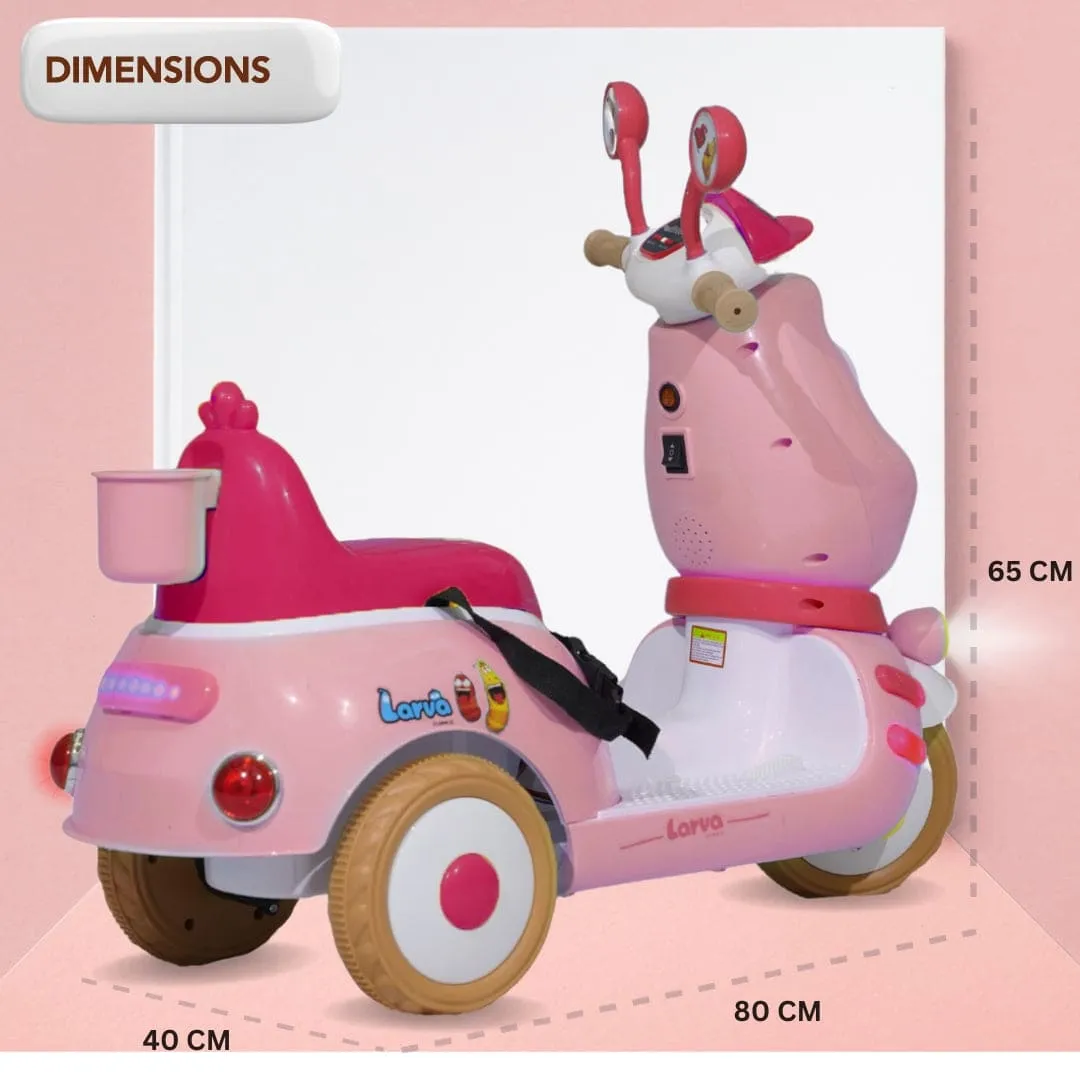 Baby Moo Whimsical Cartoon Kids Electric 3-Wheel Ride-On Bike Motorcycle Scooter Rechargeable Battery-Powered with Music & Lights - Pink