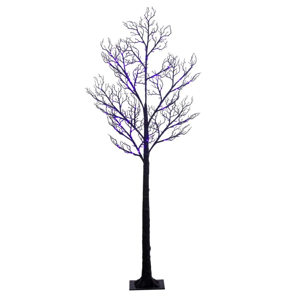 Black Twig Tree - Purple/Orange Lights 6'