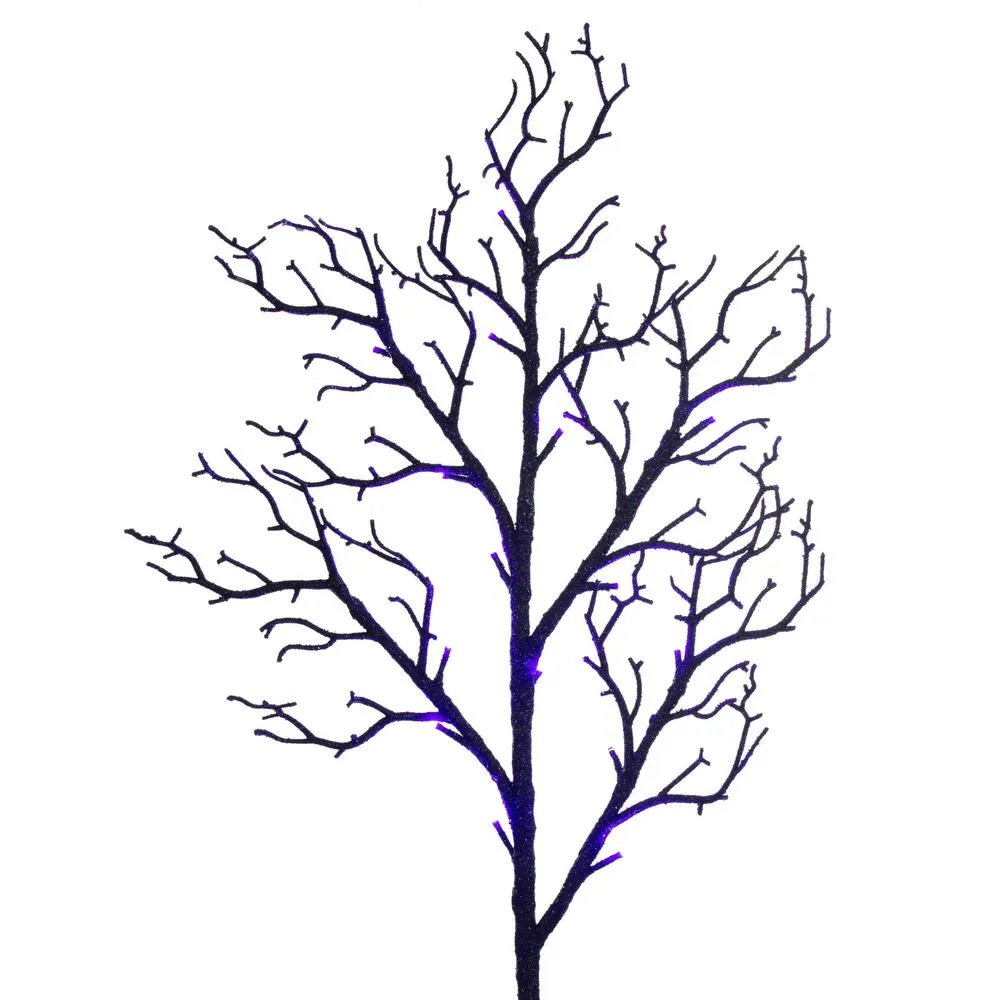 Black Twig Tree - Purple/Orange Lights 6'