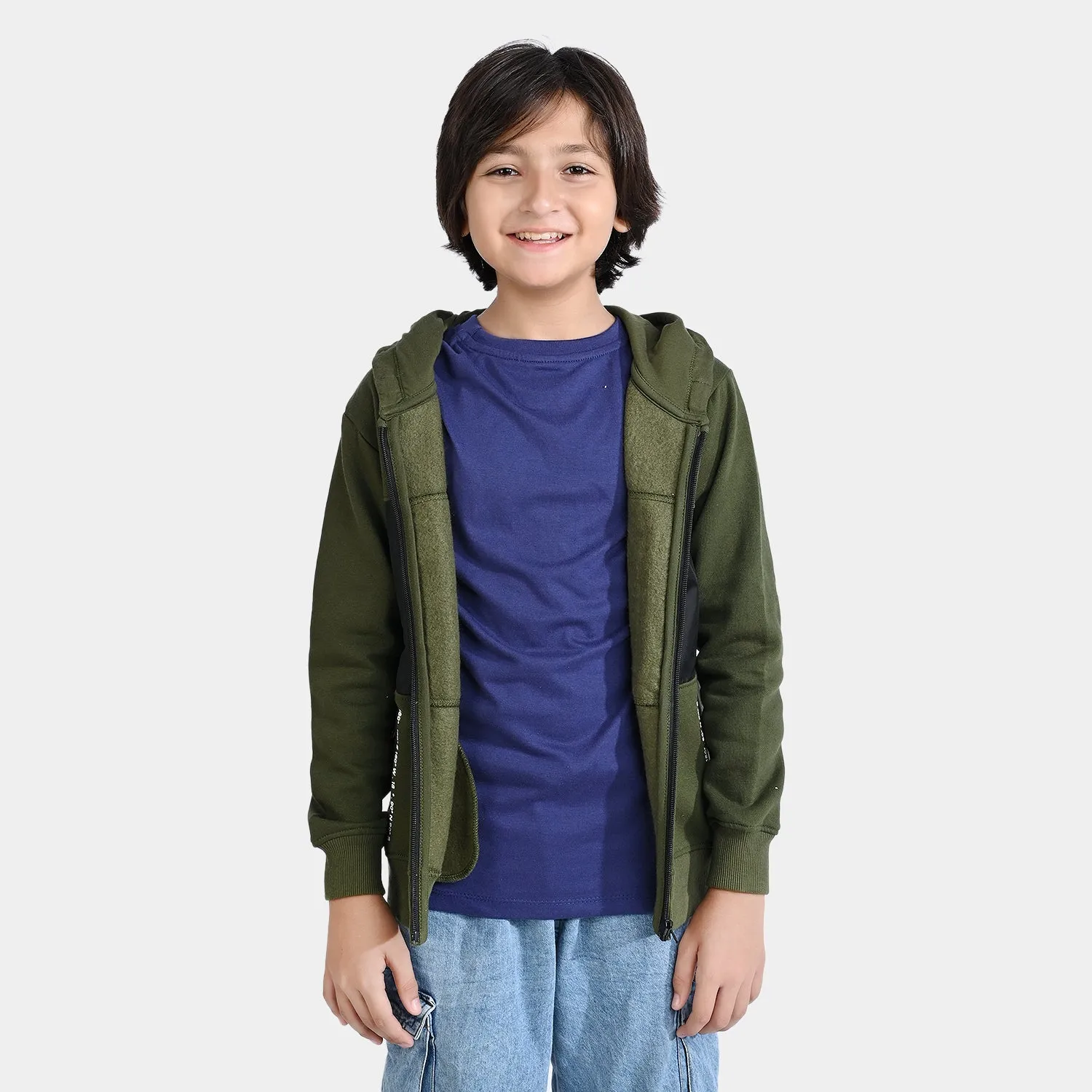 Boys Fleece Knitted Jacket 360 Degree-Rifle.Green