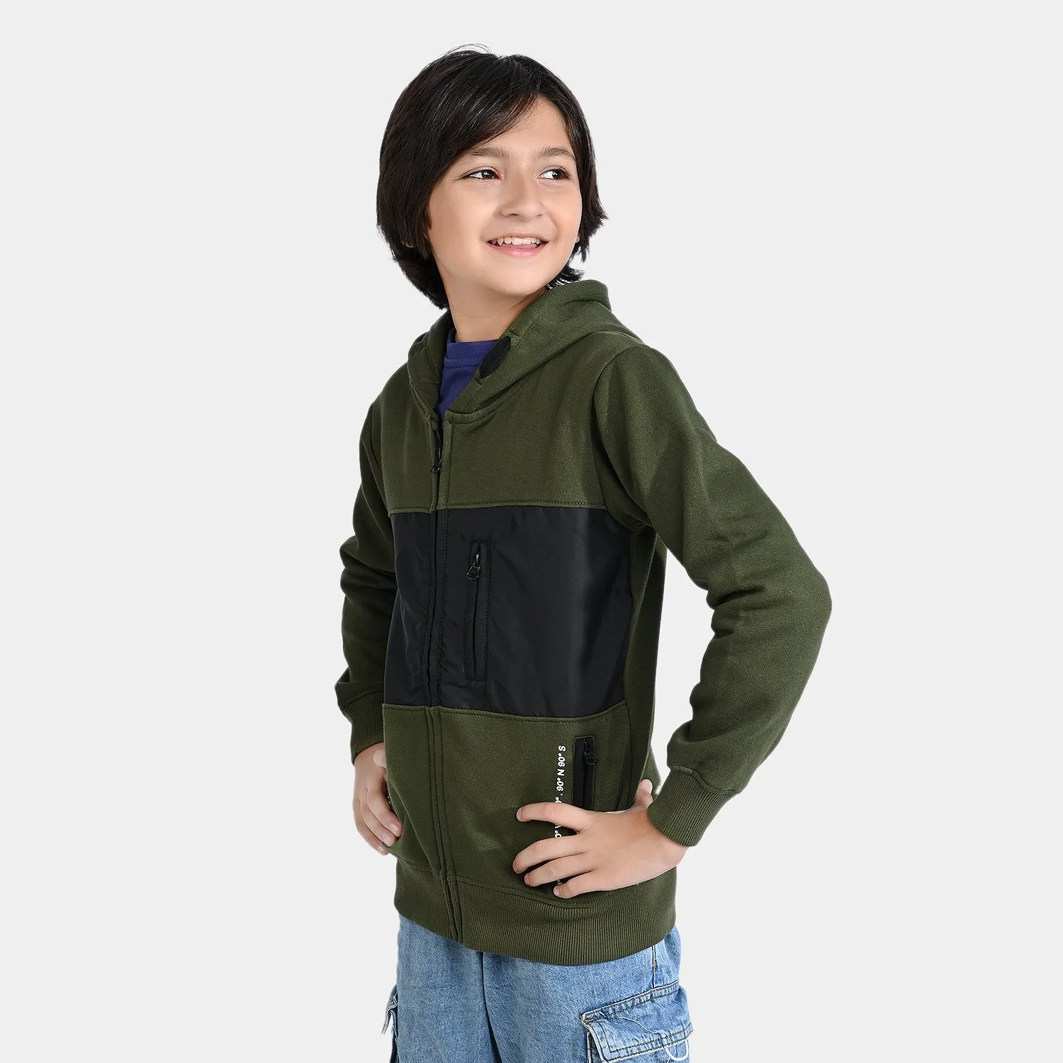 Boys Fleece Knitted Jacket 360 Degree-Rifle.Green