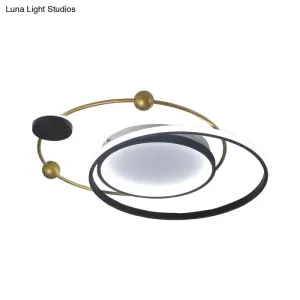 Cartoon Style LED Acrylic Universe Flush Light Fixture - Gold with White/Warm Light"|