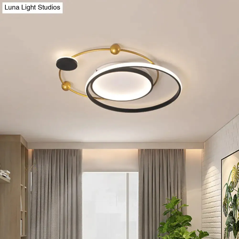 Cartoon Style LED Acrylic Universe Flush Light Fixture - Gold with White/Warm Light"|