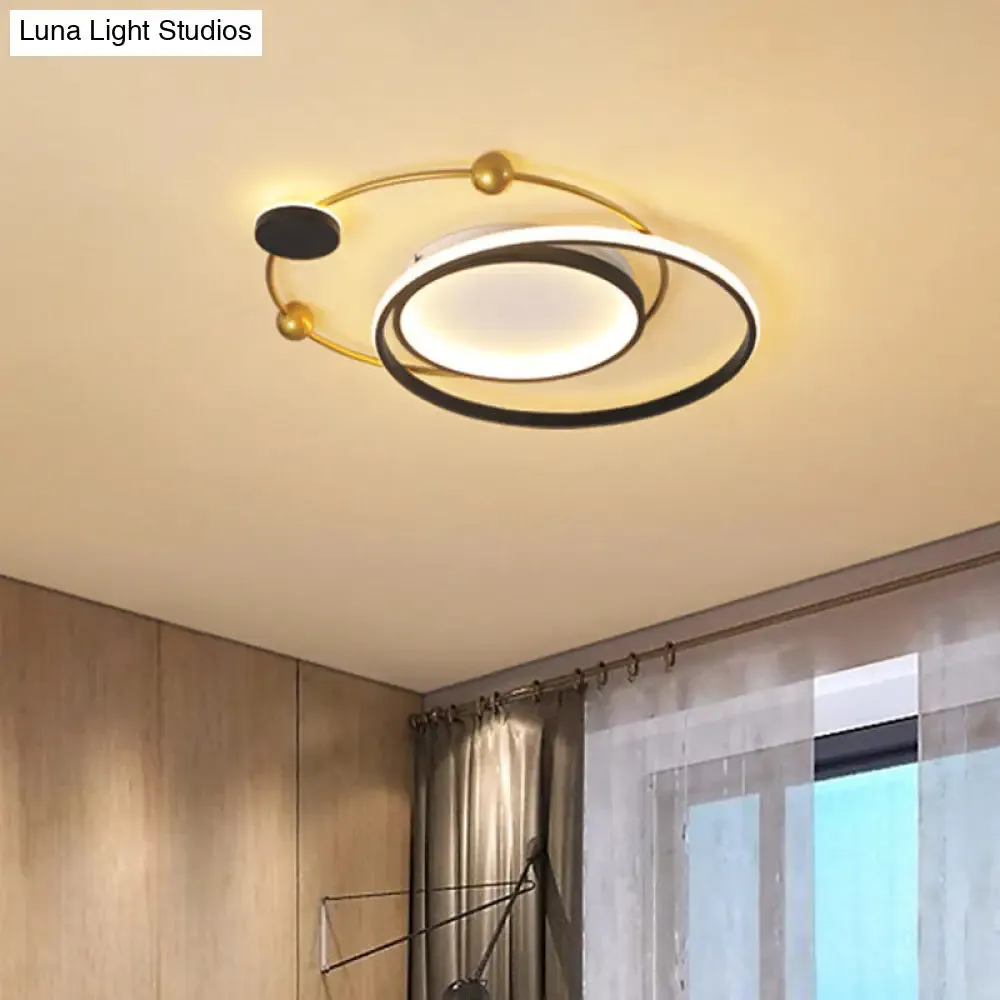 Cartoon Style LED Acrylic Universe Flush Light Fixture - Gold with White/Warm Light"|