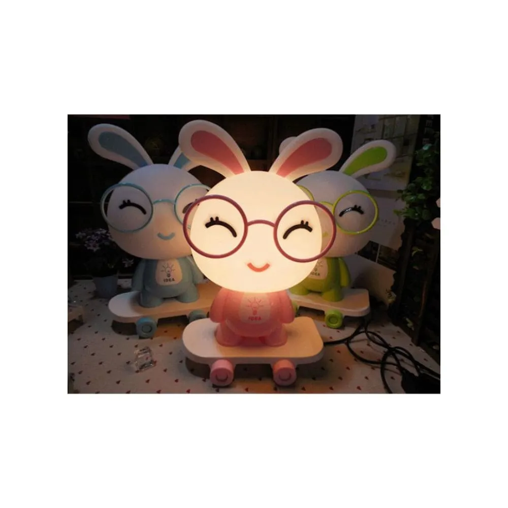 Children's Dimming Cartoon Bunny Table Lamp Warm Light Pupils Eye Protection LED Plug-in Bedside Bedroom Lamp