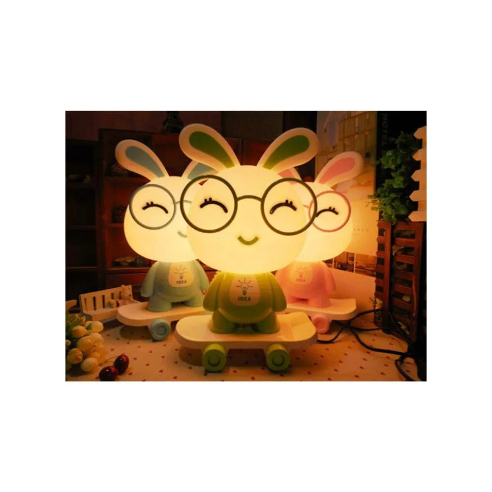 Children's Dimming Cartoon Bunny Table Lamp Warm Light Pupils Eye Protection LED Plug-in Bedside Bedroom Lamp