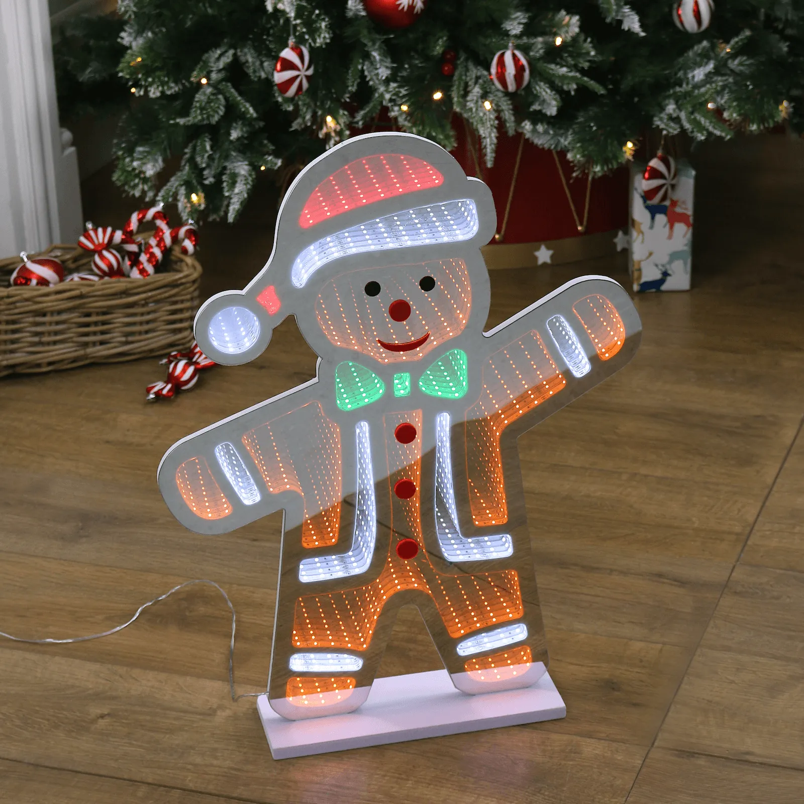 Christmas Gingerbread Man Double Sided LED Infinity Mirror Light 60cm