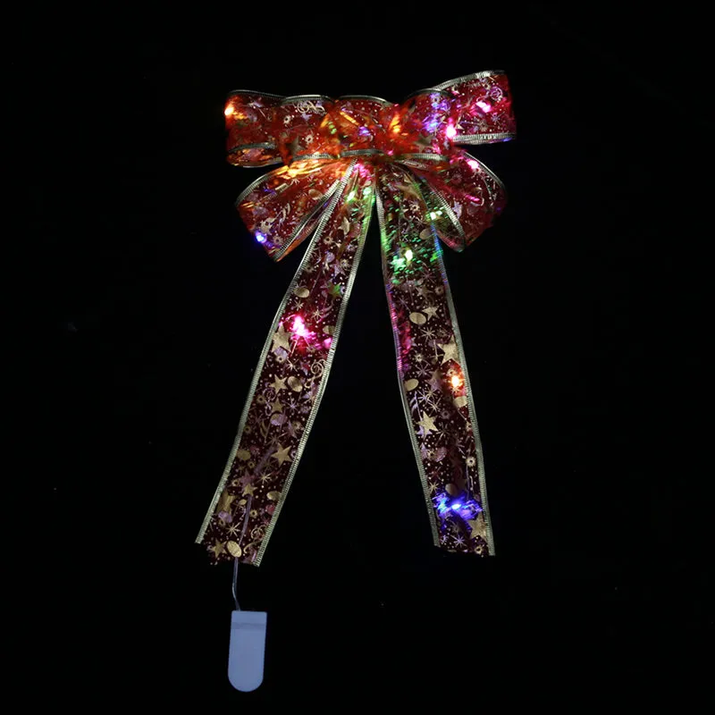 Christmas Tree Ribbon Bow LED String Lights Xmas Gift Decoration