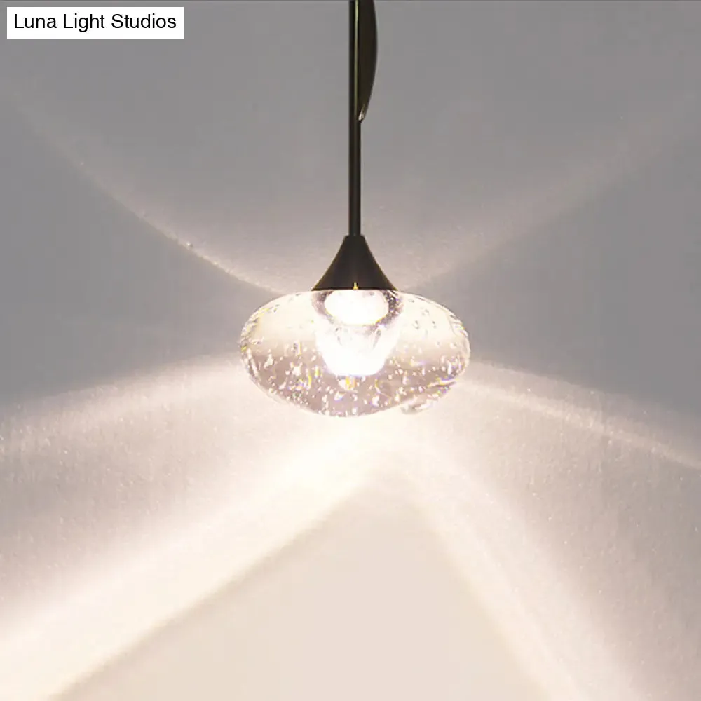 Contemporary Crystal Mini Pendant Light with Clear Ball Design - Bedroom Down Lighting with Ornament