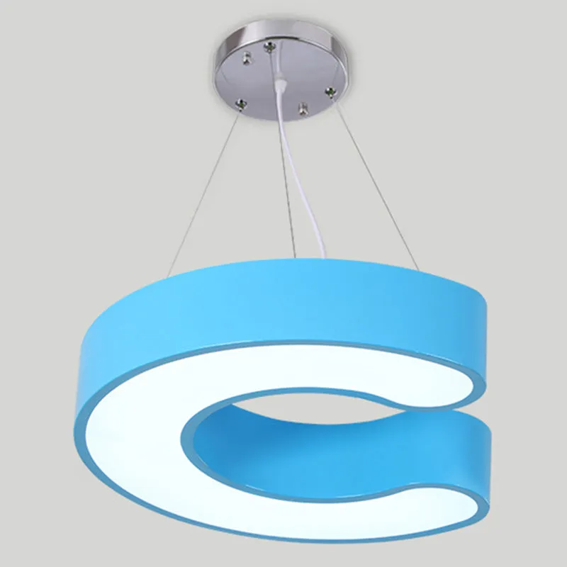 Contemporary Letter LED Pendant Ceiling Lamp - Metal Suspension Fixture