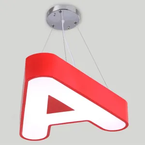 Contemporary Letter LED Pendant Ceiling Lamp - Metal Suspension Fixture