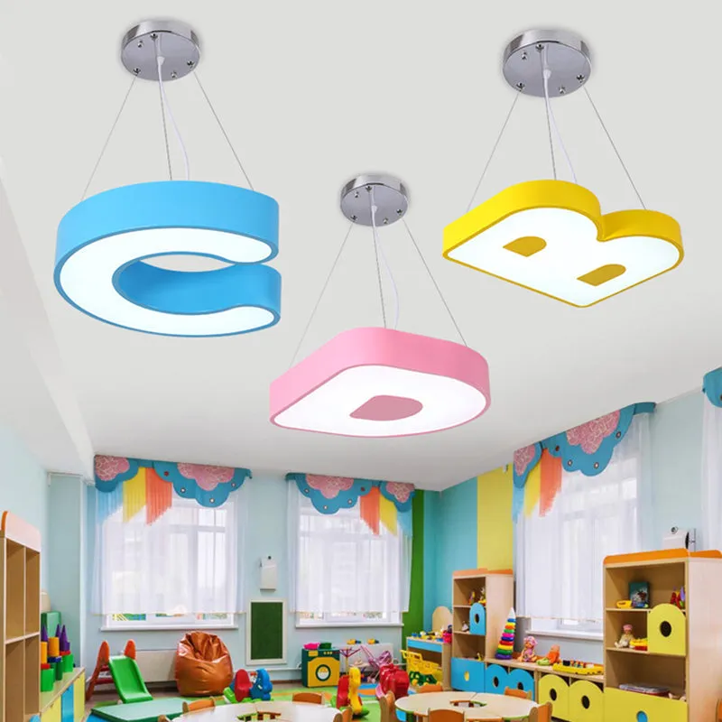 Contemporary Letter LED Pendant Ceiling Lamp - Metal Suspension Fixture