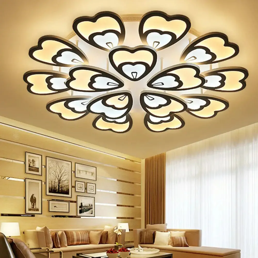 Contemporary White Flower LED Ceiling Light for Living Room - Acrylic Flush Mount