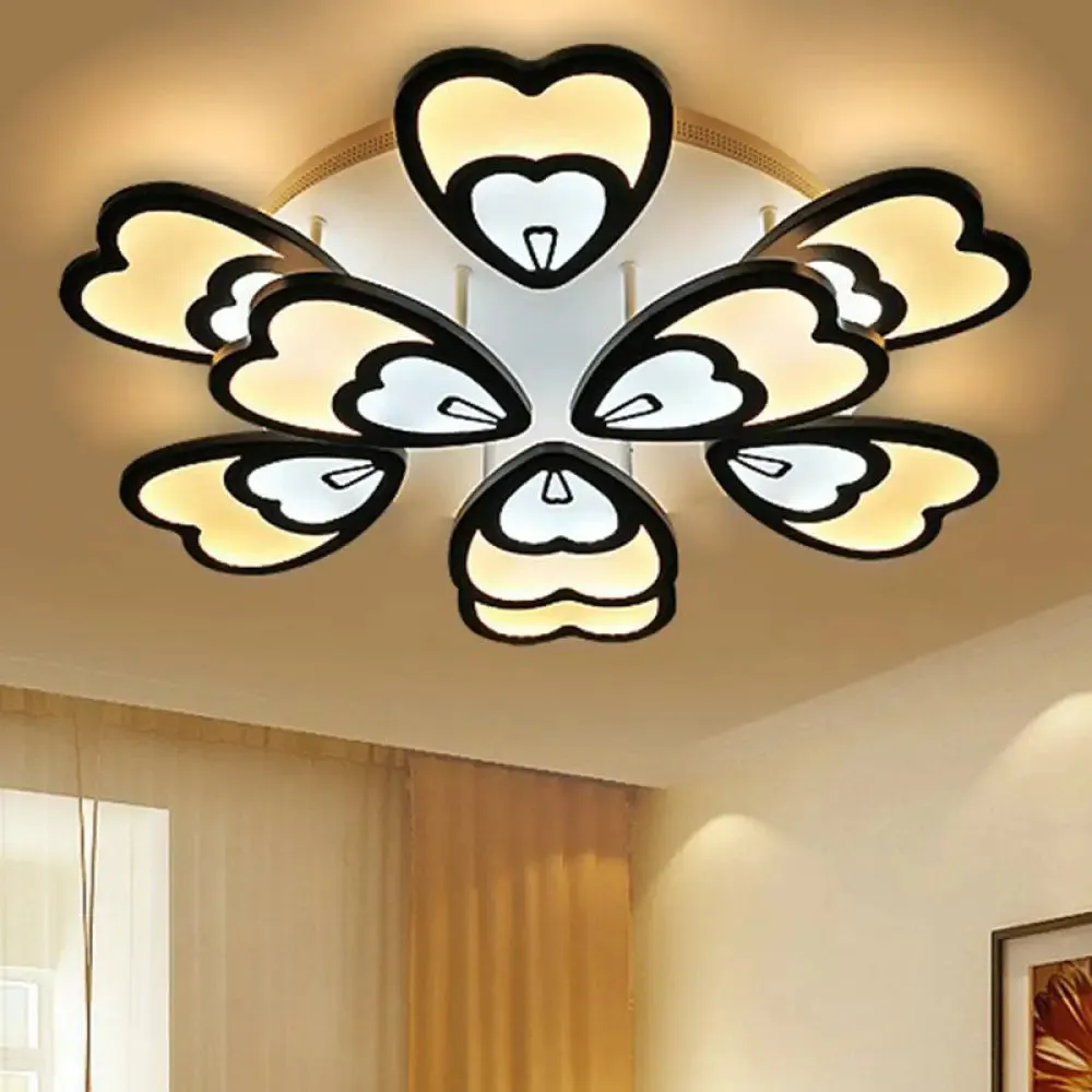 Contemporary White Flower LED Ceiling Light for Living Room - Acrylic Flush Mount