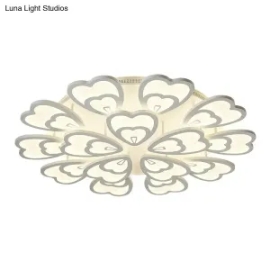 Contemporary White Flower LED Ceiling Light for Living Room - Acrylic Flush Mount